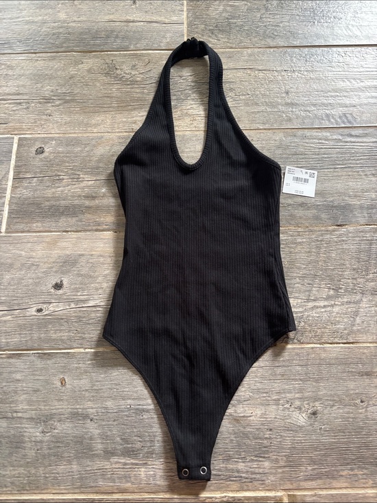 American Eagle Outfitters Tops - American Eagle Outfitters Black Ribbed Halter Bodysuit